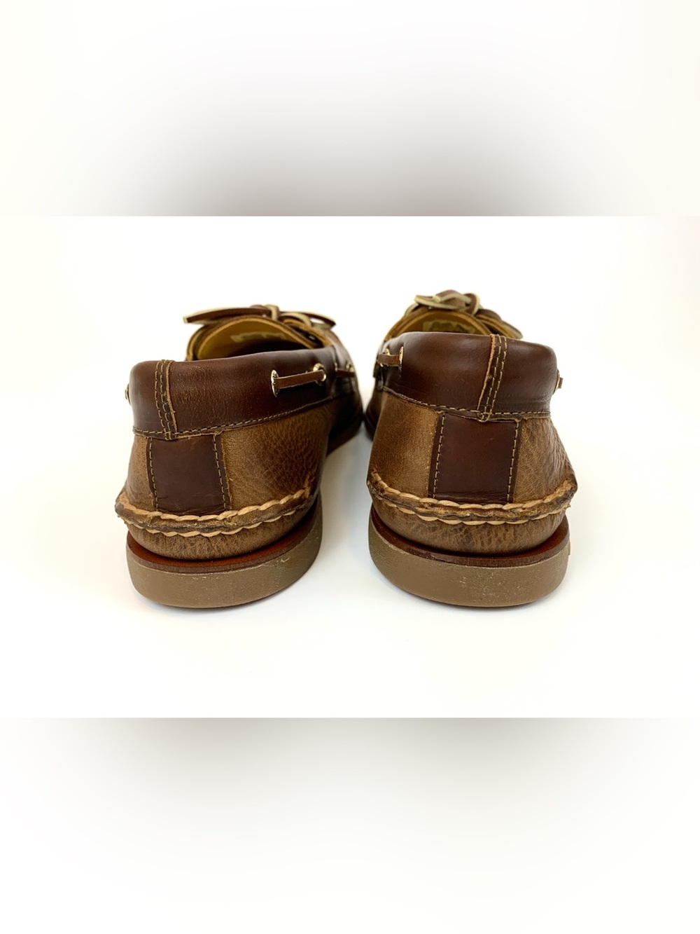 Sperry Gold Cup Authentic Original Two-Tone Tan/Brown Leather Boat Shoes - Picture 6 of 10